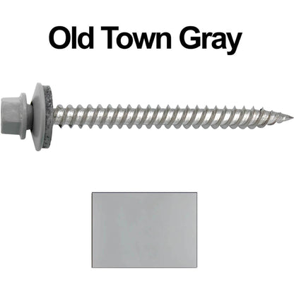 12 x 2-1/2" Stainless Steel Metal Roofing Screw - Hex Washer Head - Self starting/self tapping - EPDM washer. Colored head.