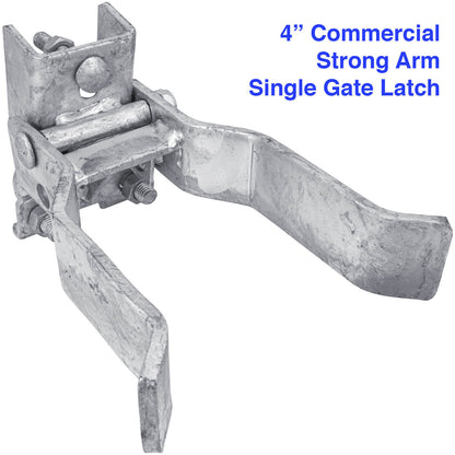 Commercial SINGLE GATE STRONG ARM Latch for Chain Link or Round Pipe Gate Frames. Single Gate FULCRUM Latch Fits 1-5/8" or 1-7/8" Gate Frame