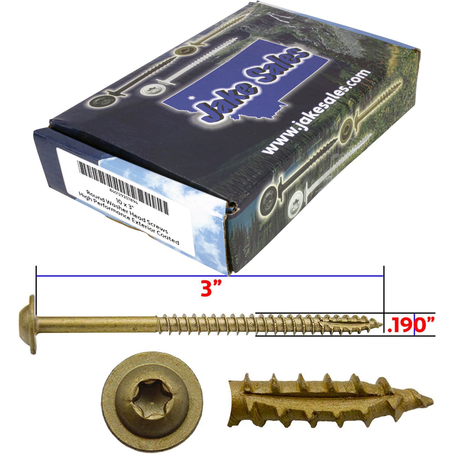 #10 Round Washer (Modified Truss) Head Screw Torx/Star Drive Head Wood Screw, Multipurpose Wood Screws for Construction, Cabinets and Furniture.