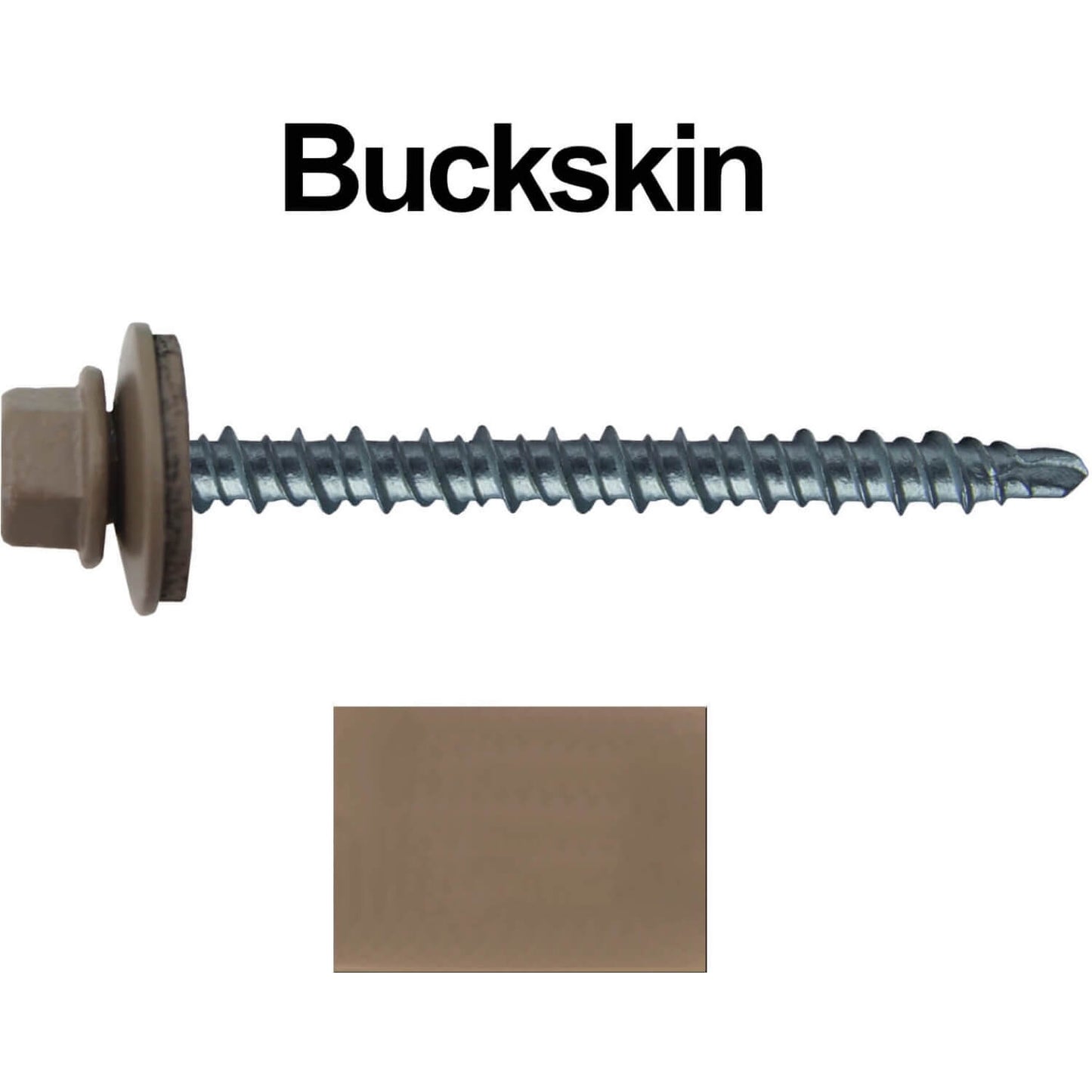 #10 x 2-1/2" Mini Driller Sheet Metal Roofing Screw - Hex Washer Head -  Self starting metal to wood siding screws. EPDM washer. Colored head.