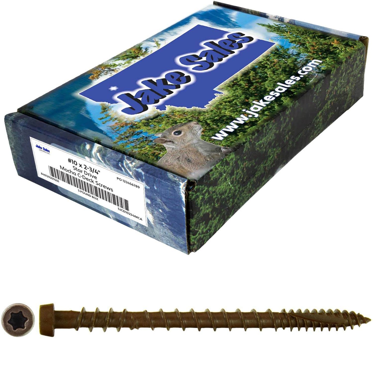 #10 x 2-3/4" Colored Composite Decking Wood Screws with Torx/Star Drive Head (T20 Bit), Exterior Coated, Compatible with Pressure Treated and ACQ Lumber