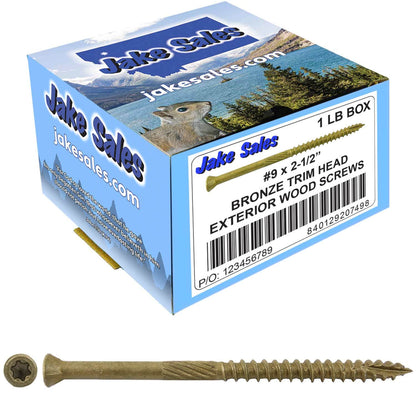 #9 Bronze Star Trim Head Wood Screw Torx/Star Drive Head - Multipurpose Exterior Coated Torx/Star Drive Wood Screws
