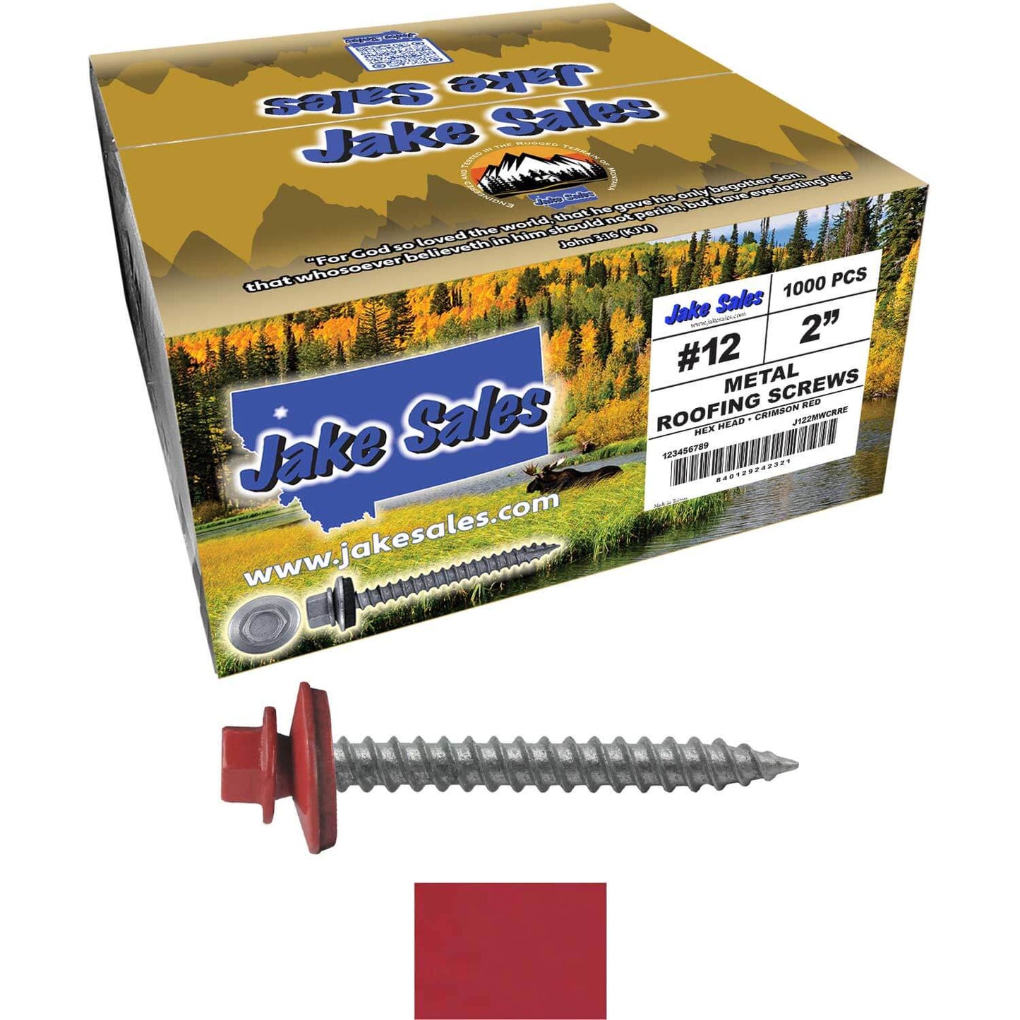 #12 x 2" RE-GRIP METAL ROOFING SCREWS - Hex Washer Head - Self starting/self tapping - EPDM washer. Colored head.