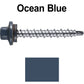 #10 x 1-1/2" Stainless Steel Mini Driller Sheet Metal Roofing Screw - Hex Washer Cap - Self starting metal to wood siding screws - EPDM washer. Colored head.