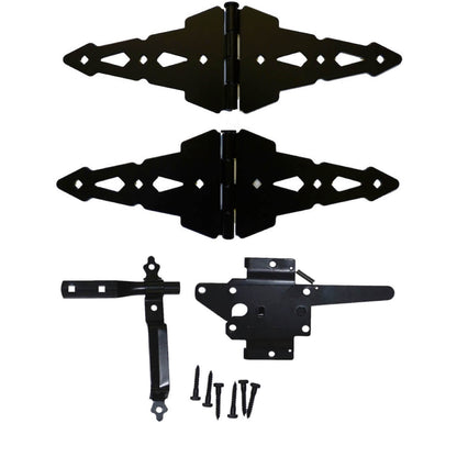 Jake Sales Gate Hardware Kits - Single/Double Gates, Dual Latch, Black Coated