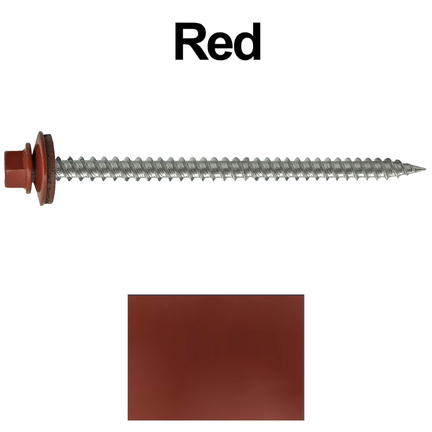 #9 x 3" Stainless Steel Metal Roofing Screws - Hex Washer Head - Self starting/self tapping - EPDM washer. Colored head.