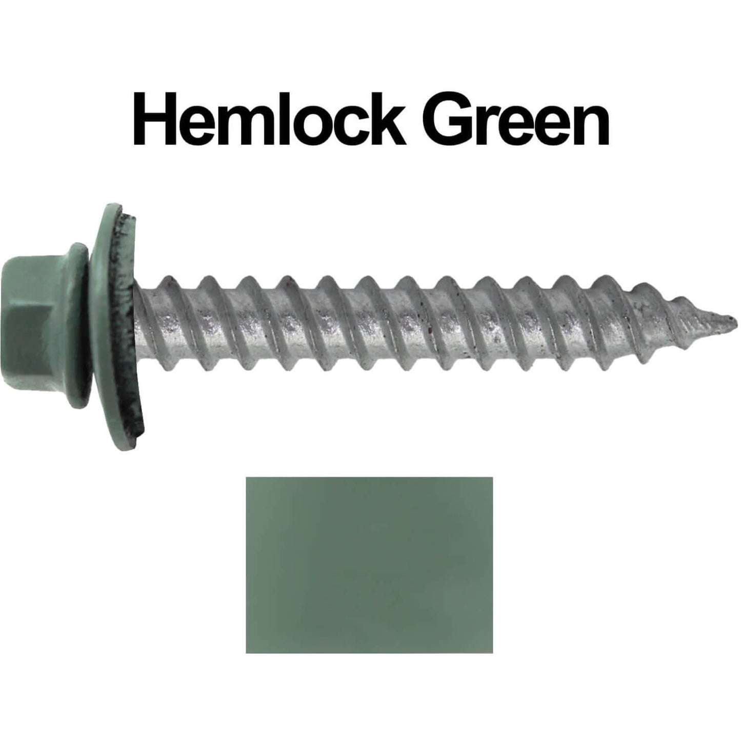 12 x 1-1/2"  Metal ROOFING SCREWS - Hex Washer Head - Self starting/self tapping - EPDM washer. Colored head.