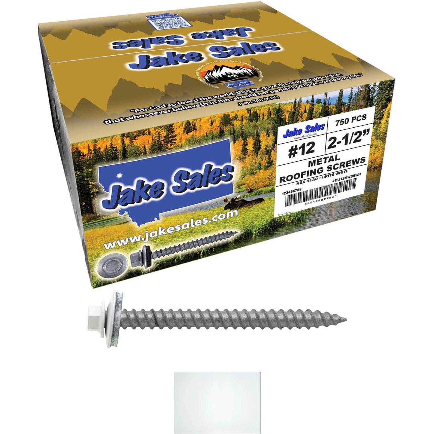 #12 x 2-1/2" RE-GRIP METAL ROOFING SCREWS - Hex Washer Head - Self starting/self tapping - EPDM washer. Colored head.
