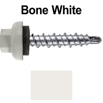 10 X 1" Zinc Aluminum Cap MINI-DRILLER Roofing Screws HI-LO THREAD Zinc Plated Carbon Steel Shank - EPDM Washer - Colored head