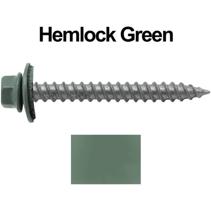 #12 x 2" RE-GRIP METAL ROOFING SCREWS - Hex Washer Head - Self starting/self tapping - EPDM washer. Colored head.