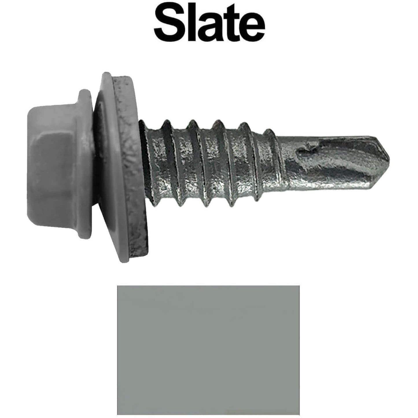 #14 x 7/8" Stitch Tek Metal to Metal Type #1 Roofing Screws - Hex Washer Head - Drill Point - 9/16" EPDM washer.