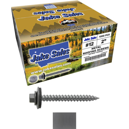 #12 x 2" RE-GRIP METAL ROOFING SCREWS - Hex Washer Head - Self starting/self tapping - EPDM washer. Colored head.