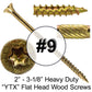 #9 Yellow Zinc Coated General Purpose Wood Screws. Torx/Star Drive Head - Multipurpose Torx/Star Drive Wood Screws