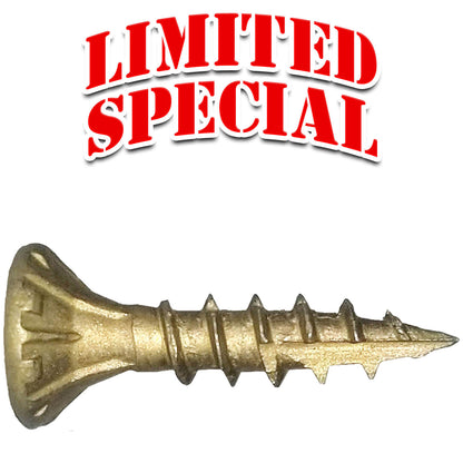 #8 x 3/4" Bronze Coated Multipurpose Wood Screw - Torx/Star Drive Flat Head - Exterior ACQ Compatible - 9 x 5 Pound Box Case ~17,145 Screws (OVERSTOCK)