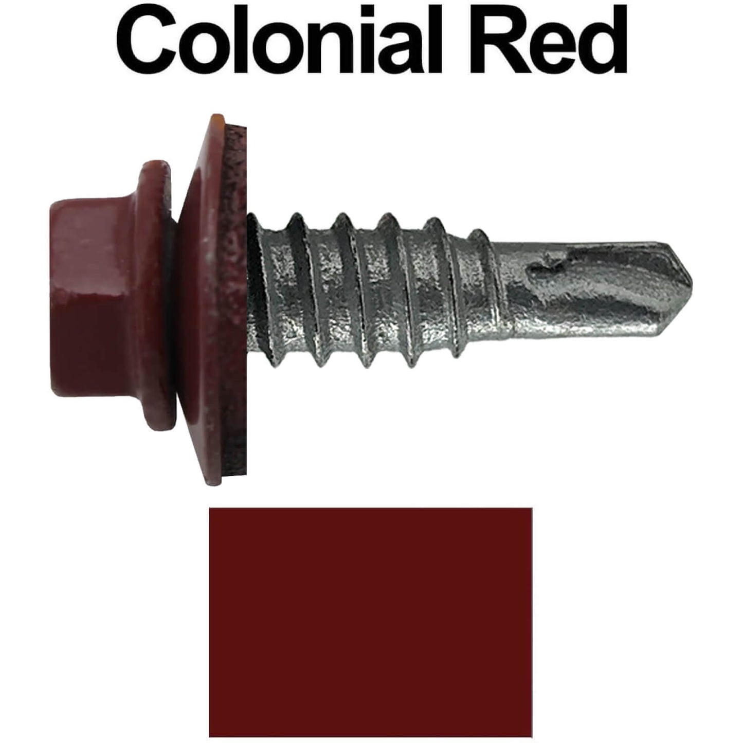 #14 x 7/8" Stitch Tek Metal to Metal Type #1 Roofing Screws - Hex Washer Head - Drill Point - 9/16" EPDM washer.