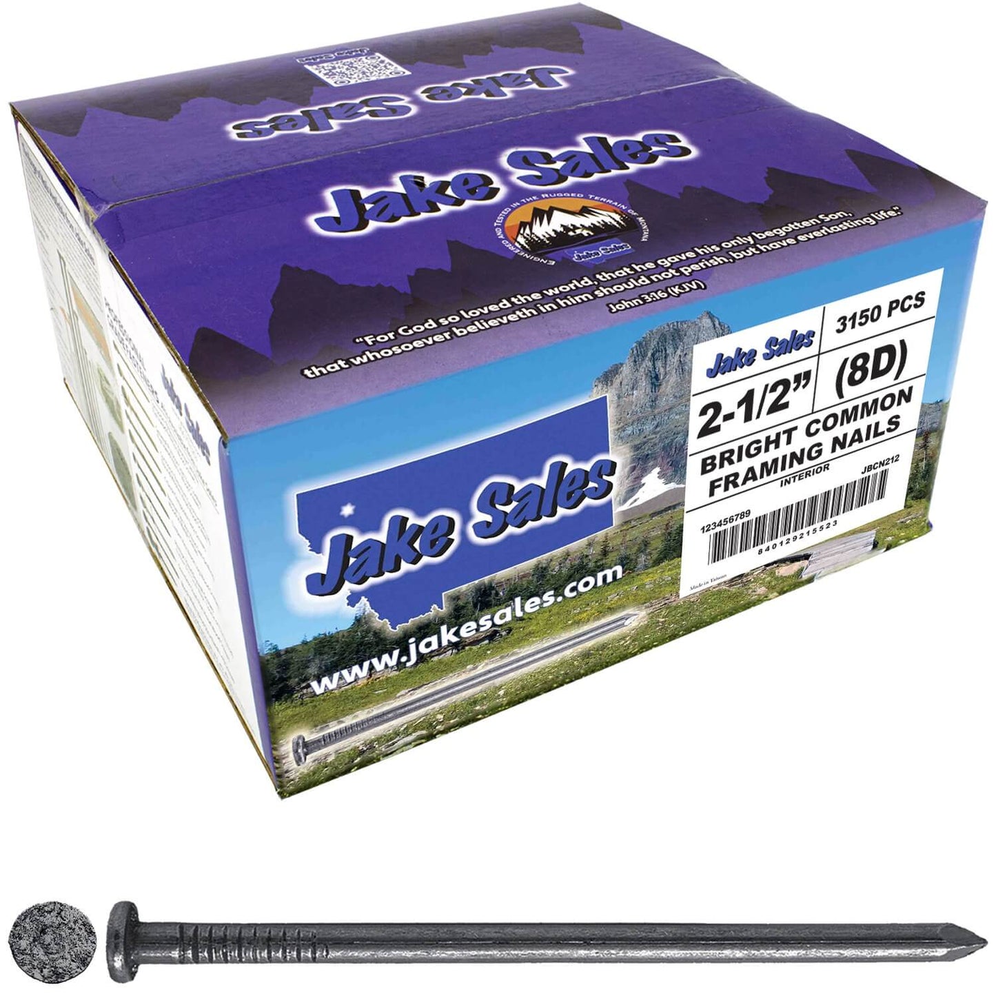 Bright Common Framing Nails - Heavy-Duty Fastener Designed for Interior Construction Applications - Uncoated Carbon Steel with Smooth Shank - Load Bearing Strength