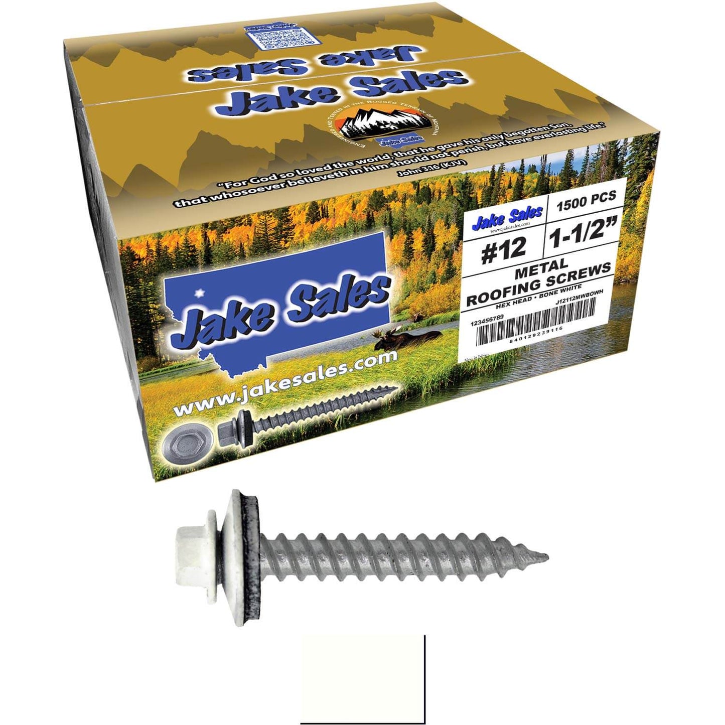 #12 x 1-1/2"  RE-GRIP METAL ROOFING SCREWS - Hex Washer Head - Self starting/self tapping - EPDM washer. Colored head.