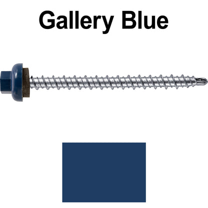 10 X 2-1/2" Zinc Aluminum Cap MINI-DRILLER Roofing Screws HI-LO THREAD Zinc Plated Carbon Steel Shank - EPDM Washer - Colored head