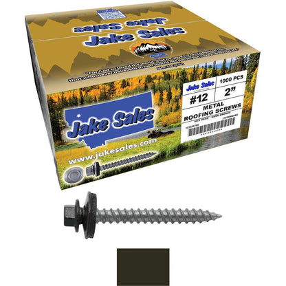 #12 x 2" RE-GRIP METAL ROOFING SCREWS - Hex Washer Head - Self starting/self tapping - EPDM washer. Colored head.