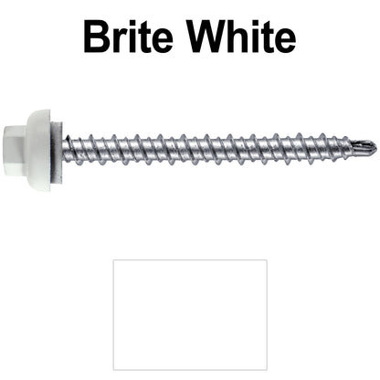 10 X 2” Zinc Aluminum Cap MINI-DRILLER Roofing Screws HI-LO THREAD Zinc Plated Carbon Steel Shank - EPDM Washer - Colored head