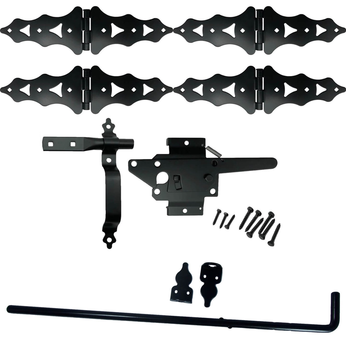 Wood Fence Gate Kits for Single and Double Gates. In Black and Bronze Styles