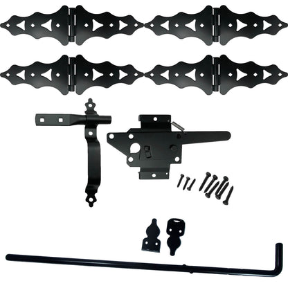 Jake Sales Gate Hardware Kits - Single/Double Gates, Dual Latch, Black Coated