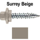 10 x 1" - STAINLESS HEX / ZINC Sheet Metal Roof Screw. Self starting metal to wood siding screws. EPDM washer. Colored head.