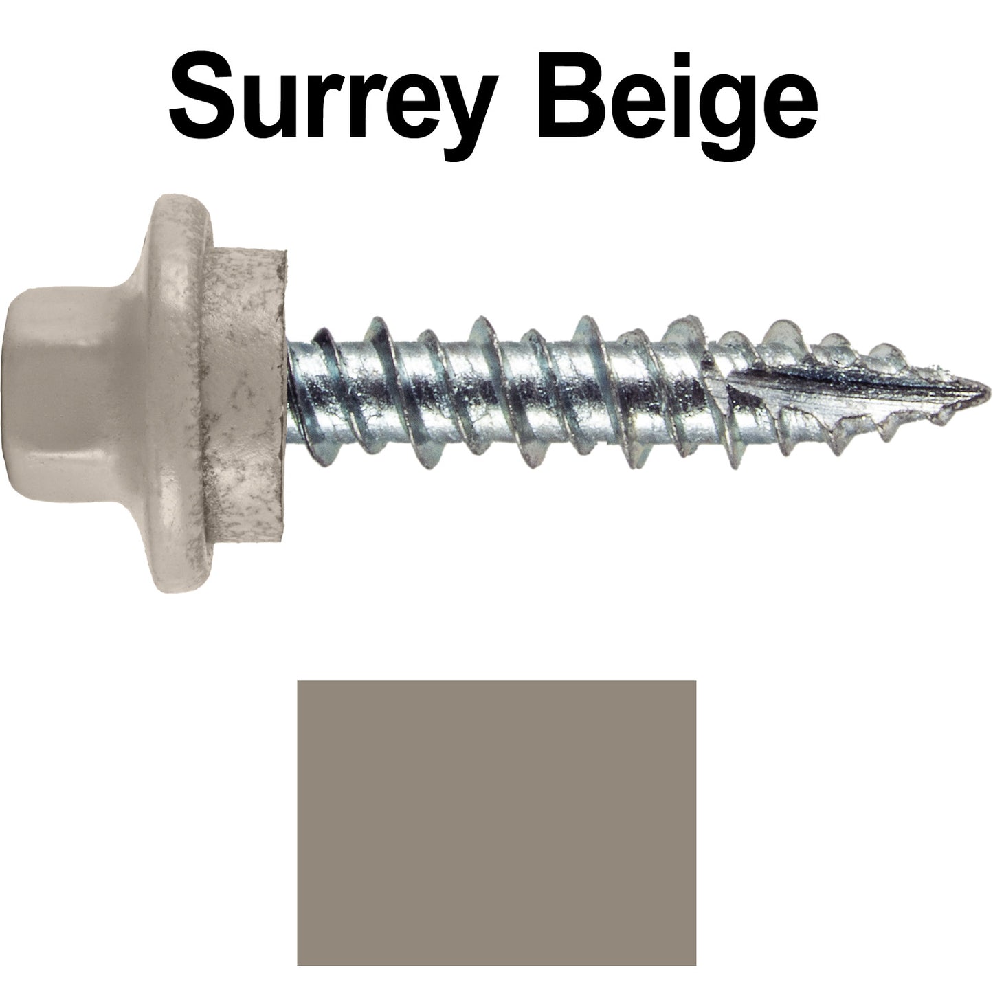 10 x 1" - STAINLESS HEX / ZINC Sheet Metal Roof Screw. Self starting metal to wood siding screws. EPDM washer. Colored head.