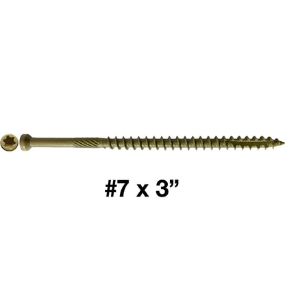 #7 Bronze Coated Multipurpose Wood Screw Torx/Star Tiny Finish Head - Exterior Coated - ACQ Compatible Wood Screws