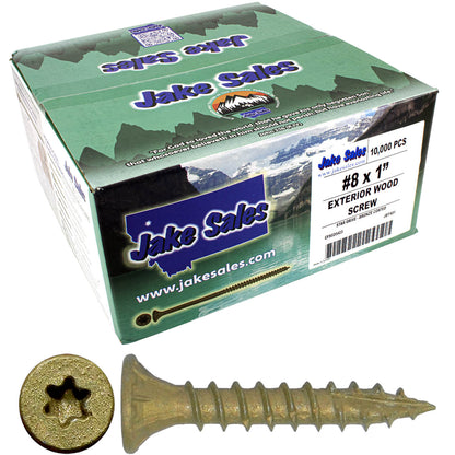 #8 x 3/4" - 2" Bronze Exterior Coated Wood Screw Torx/Star Drive Head - Multipurpose Exterior Coated Torx/Star Drive Wood Screws