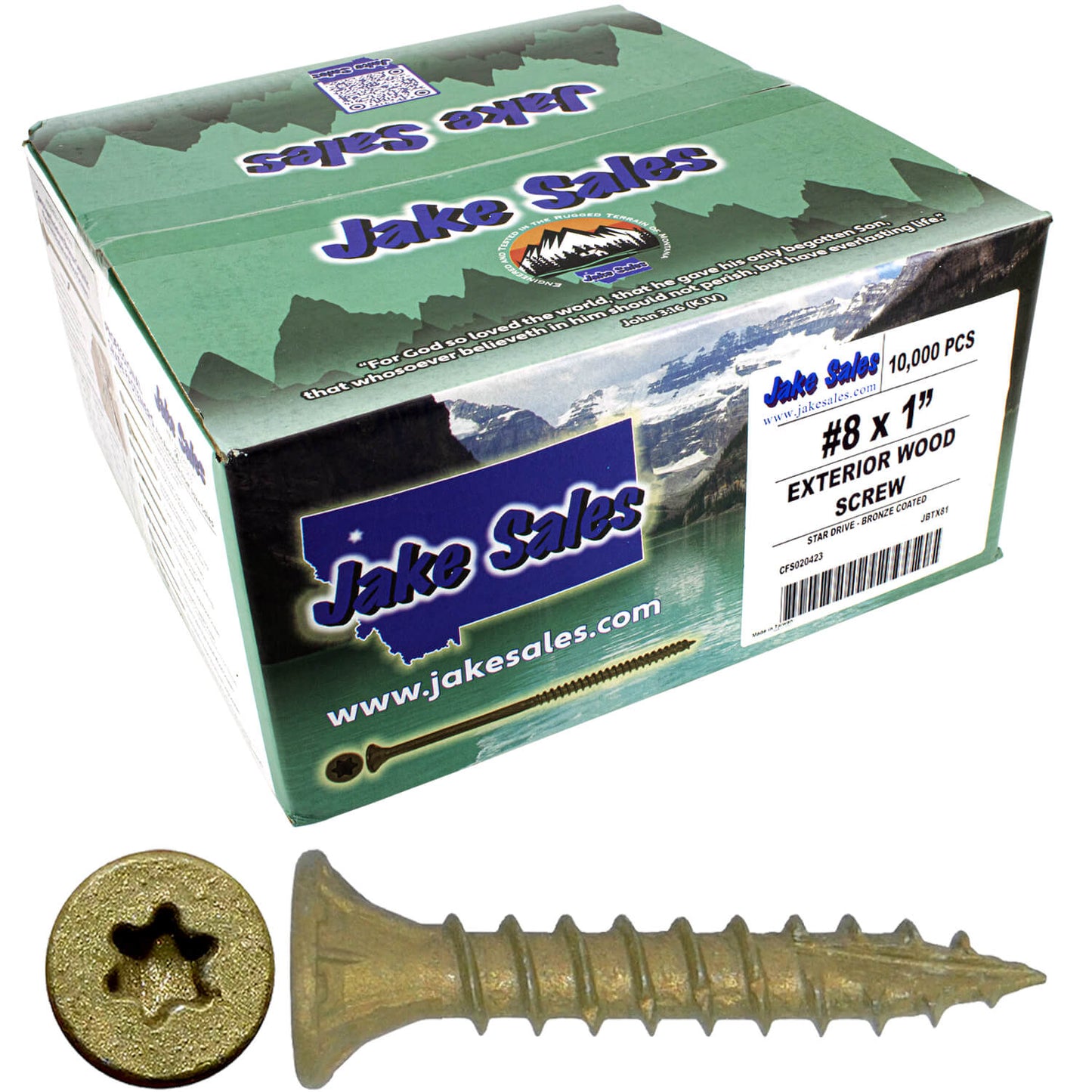 #8 x 3/4" - 2" Bronze Exterior Coated Wood Screw Torx/Star Drive Head - Multipurpose Exterior Coated Torx/Star Drive Wood Screws