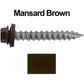 #14 x 1-1/2" Metal ROOFING SCREWS - Hex Washer Head - Self starting/self tapping - EPDM washer. Colored head.