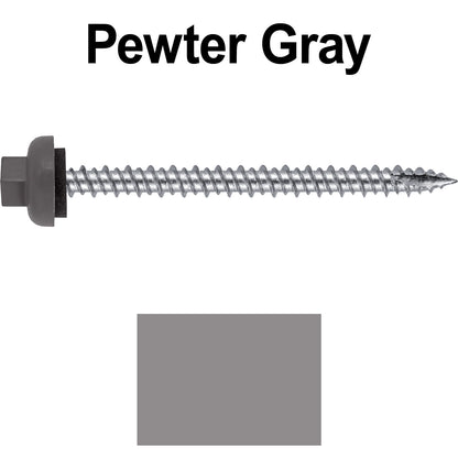 10 X 2-1/2" HI-LO Zinc Aluminum Cap Metal Roofing Screws - Hex Washer Head - Self starting/self tapping - EPDM washer. Colored head.