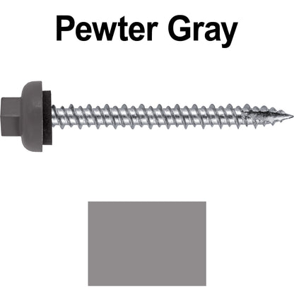 10 X 2“ HI-LO Zinc Aluminum Cap Metal Roofing Screws - Hex Washer Head - Self starting/self tapping - EPDM washer. Colored head.