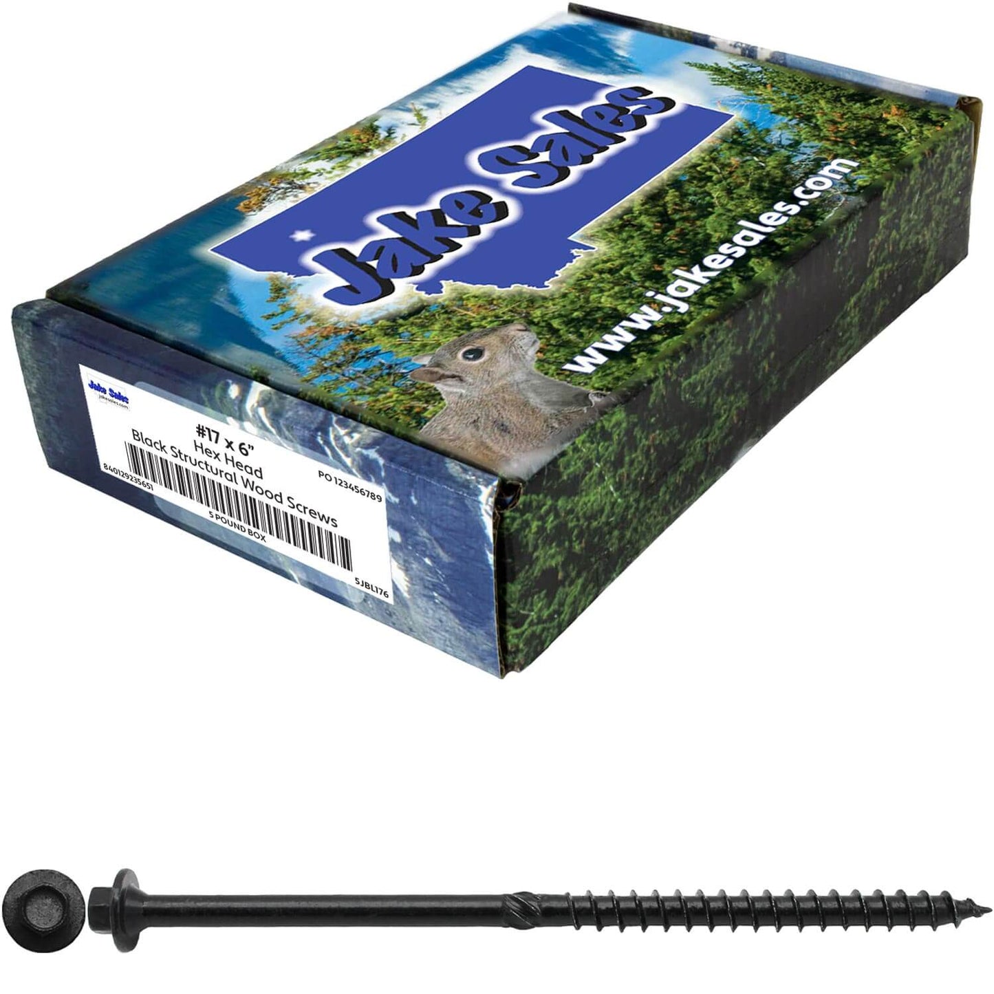 #17 Heavy-Duty Black Timber, Log & Structural Wood Screws - Exterior Coated - Use for Fastening Ledger Boards, Large Timbers, Logs and more.