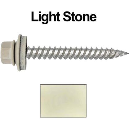 12 x 2"  Stainless Steel Metal Roofing Screw - Hex ReGrip Washer Head - Self starting/self tapping - EPDM washer. Colored head.