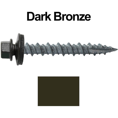 #10 x 1-1/2" Metal ROOFING SCREWS - Hex Washer Head - Self starting/self tapping - EPDM washer. Colored head.