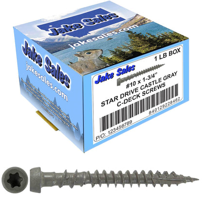 #10 x 1-3/4" Colored Composite Decking Wood Screws with Torx/Star Drive Head (T20 Bit), Exterior Coated, Compatible with Pressure Treated and ACQ Lumber