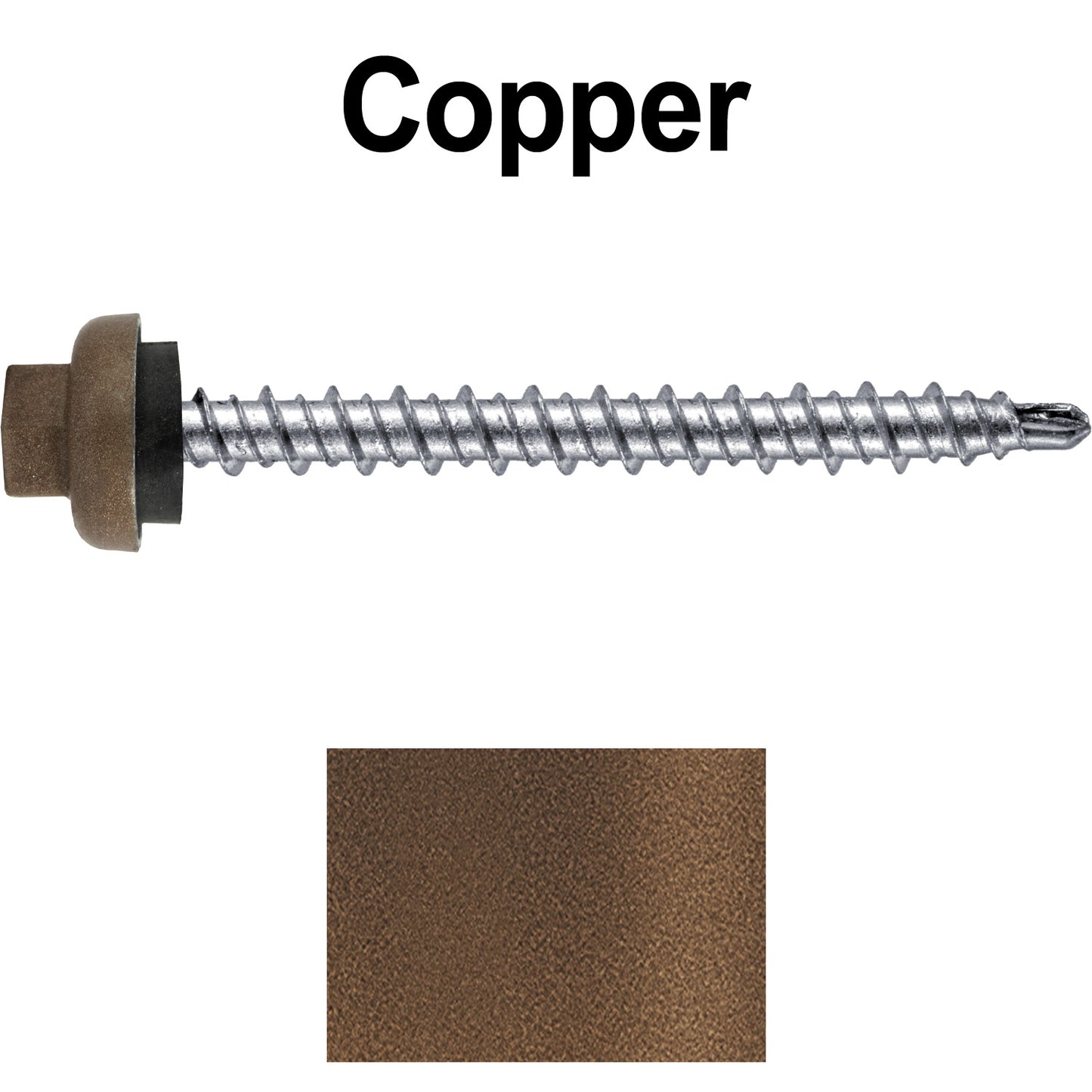 10 X 2” Zinc Aluminum Cap MINI-DRILLER Roofing Screws HI-LO THREAD Zinc Plated Carbon Steel Shank - EPDM Washer - Colored head