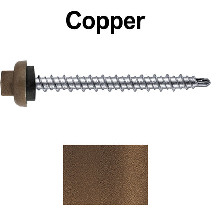 10 X 2” Zinc Aluminum Cap MINI-DRILLER Roofing Screws HI-LO THREAD Zinc Plated Carbon Steel Shank - EPDM Washer - Colored head