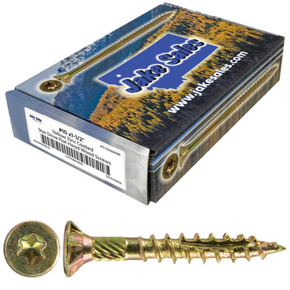 #10 Gold Star/Torx Drive Zinc Coated T-25 Flat Head Wood Screws