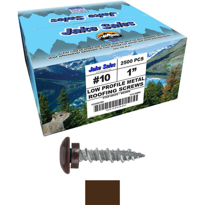 10 X 1" - LOW PROFILE Star Head Roofing Screws - HI-LO Thread - Metal To Wood - T25 Torx Drive Head - EPDM washer.