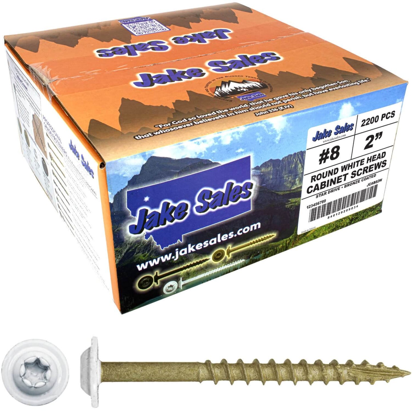 Bronze Star Exterior WHITE Coated Round Head - Cabinet Wood Screw with Torx/Star Drive Head. Multipurpose Exterior/Interior Coated Torx/Star Drive Wood Screws