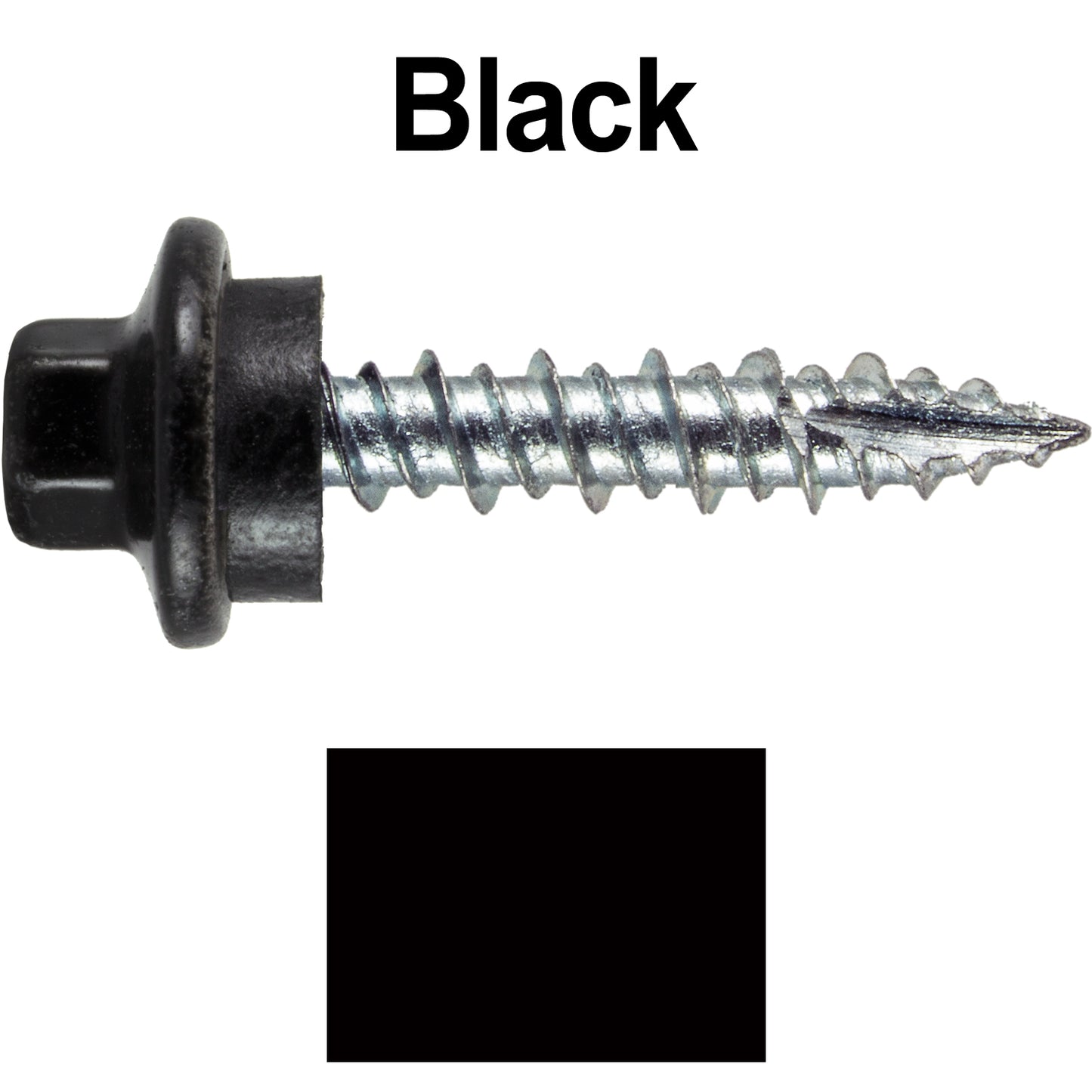 10 x 1" - STAINLESS HEX / ZINC Sheet Metal Roof Screw. Self starting metal to wood siding screws. EPDM washer. Colored head.