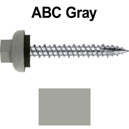 10 X 1-1/2" HI-LO Zinc Aluminum Cap Metal Roofing Screws - Hex Washer Head - Self starting/self tapping - EPDM washer. Colored head.
