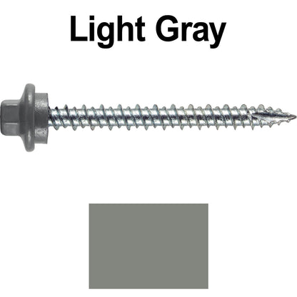 10 x 2” - STAINLESS HEX / ZINC Sheet Metal Roof Screw. Self starting metal to wood siding screws. EPDM washer. Colored head.