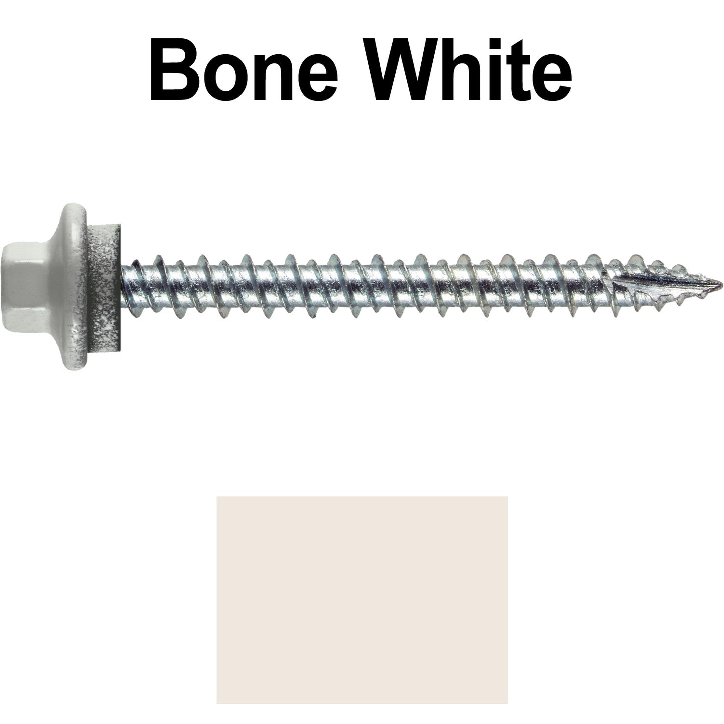 10 x 2” - STAINLESS HEX / ZINC Sheet Metal Roof Screw. Self starting metal to wood siding screws. EPDM washer. Colored head.
