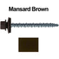 10 x 2-1/2" Metal ROOFING SCREWS - Hex Head Mini Driller - metal to wood siding screws - Self starting/self tapping - EPDM washer. Colored head.
