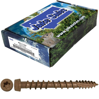 #10 x 1-3/4" Colored Composite Decking Wood Screws with Torx/Star Drive Head (T20 Bit), Exterior Coated, Compatible with Pressure Treated and ACQ Lumber