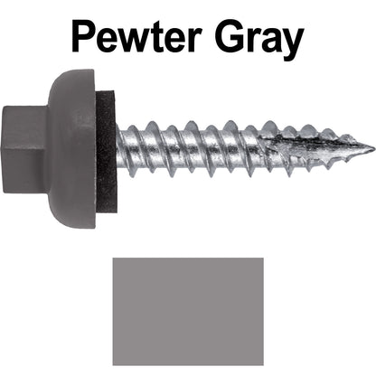 #10 X 1" HI-LO Zinc Aluminum Cap Metal Roofing Screws - Hex Washer Head - Self starting/self tapping - EPDM washer. Colored head.